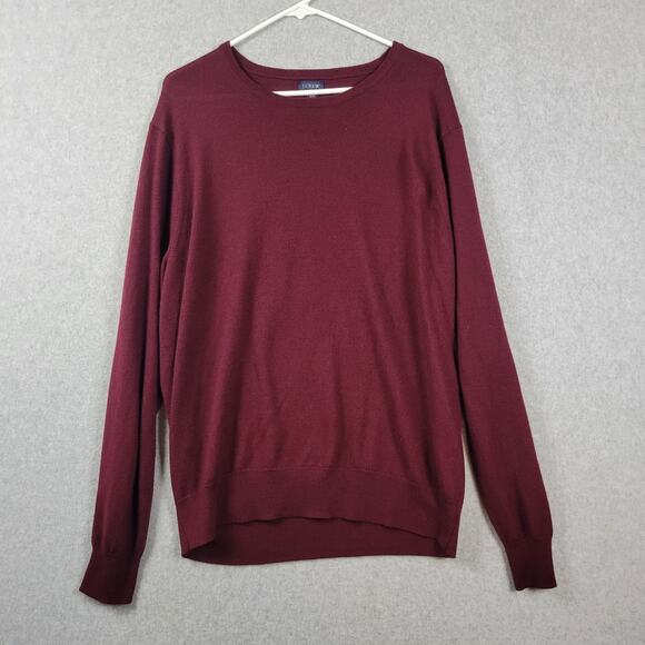 J. CREW Wool Acrylic Knit Burgundy Red Long Sleeve Preppy Sweater Men's XXL 2xl - Picture 1 of 12